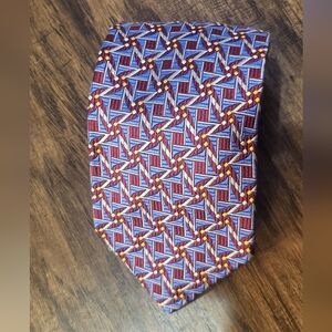 Robert Talbott Hand Sewn Red/blue Silk Tie Made USA 250 Anniversary Wedding